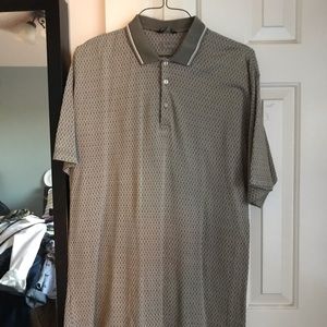 Large, patterned Bugle Boy shirt.